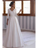 Elegant 2019 Satin Wedding Dresses Half Sleeve A-line Lace Long Bridal Dress Chapel Train