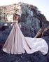 Fashion 2018 Pearls Pink Satin Wedding Dresses with Big Bow Modest Sweetheart Bridal Ball Gown Wedding Dress