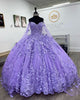 Beautiful Purple Quinceanera Dresses Sequined 3D Butterfly Appliques Puffy Ball Gown with Cape vestidos de quinceañera