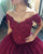 Elegant 2018 Burgundy Quinceanera Dresses with Cap Sleeve V Neck Tulle Ruffles Puffy Ball Gown Sweet 16 Dress