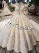 Gorgeous Ivory Ball Gown Wedding Dresses with Flowers Cathedral Train