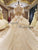 High Neck Beaded Ball Gowns Lace Wedding Dresses with Cap Sleeve