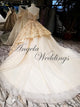Gold Lace Ball Gown Wedding Dresses with Appliques Beaded