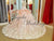 Delicate Coral Pink Ball Gown Lace Wedding Dresses with Flowers